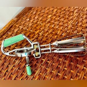 Maynard Hand Egg Beater Vintage Green Handle Kitchen Utensil